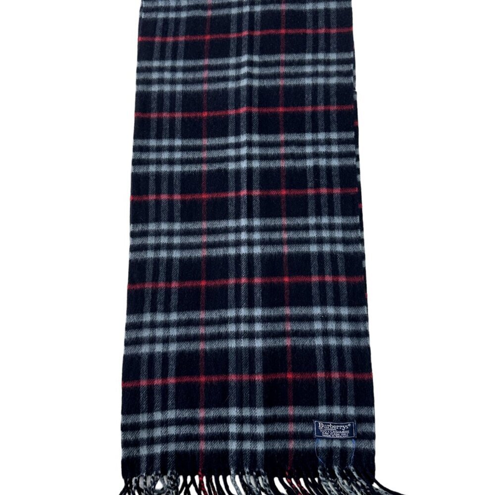 Burberrys Classic Check Scarf Black 100% Cashmere Unisex Scarf Made In England - Picture 5 of 7